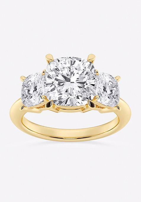 7 ctw Cushion Lab Grown Diamond Three-Stone Ring