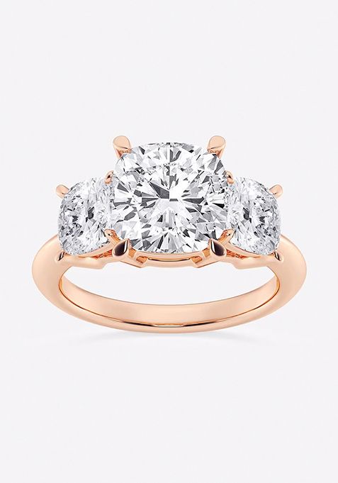 7 ctw Cushion Lab Grown Diamond Three-Stone Ring