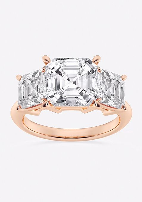 7 ctw Asscher Lab Grown Diamond Three-Stone Ring