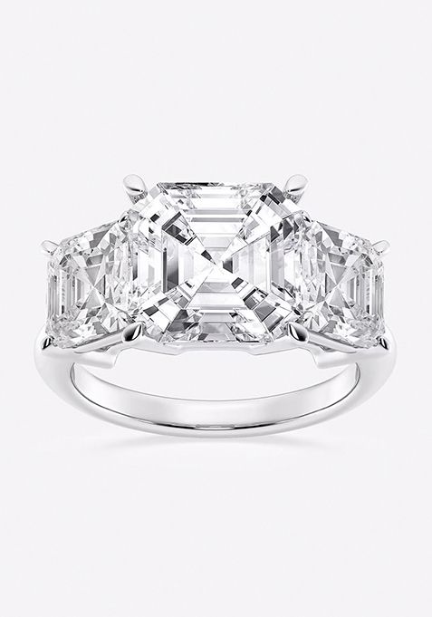 9 ctw Asscher Lab Grown Diamond Three-Stone Ring