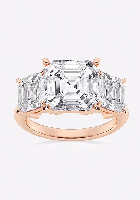 9 ctw Asscher Lab Grown Diamond Three-Stone Ring