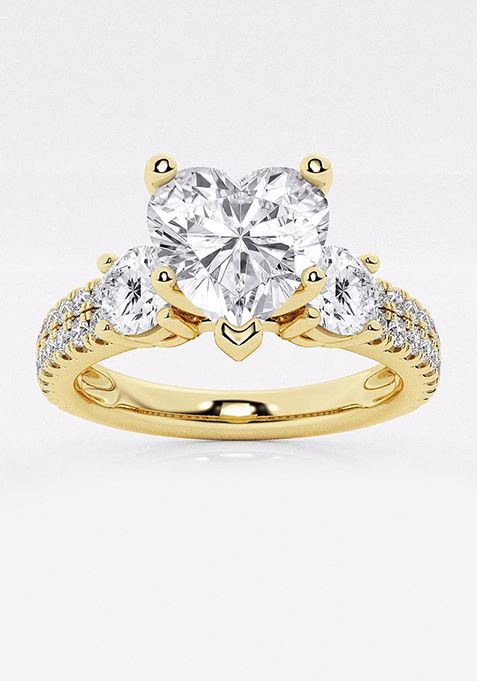 1 1/2 ctw Heart Lab Grown Diamond Engagement Ring with Double Row Side Accents