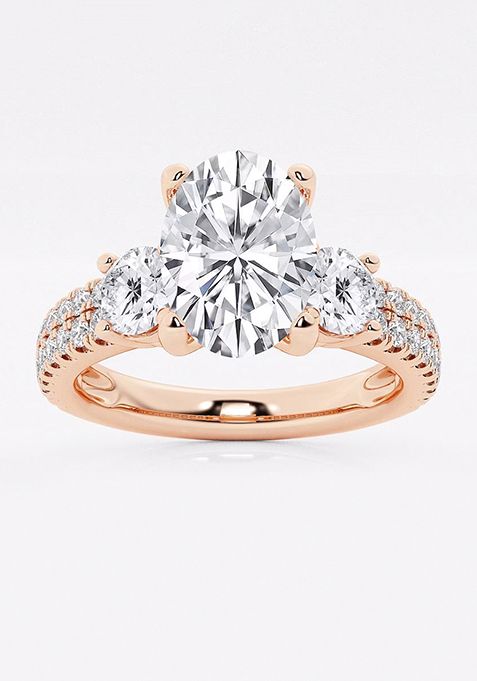 1 1/2 ctw Oval Lab Grown Diamond Engagement Ring with Double Row Side Accents