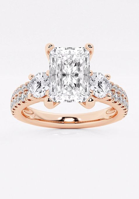 1 1/2 ctw Radiant Lab Grown Diamond Engagement Ring with Double Row Side Accents