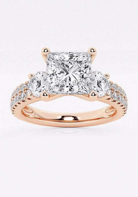 1 3/4 ctw Princess Lab Grown Diamond Engagement Ring with Double Row Side Accents