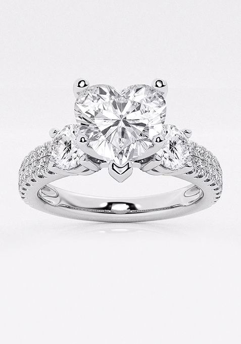 2 1/4 ctw Heart Lab Grown Diamond Engagement Ring with Double Row Side Accents