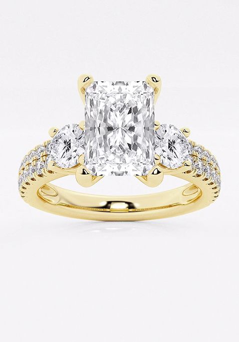 2 1/4 ctw Radiant Lab Grown Diamond Engagement Ring with Double Row Side Accents