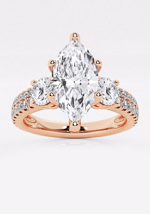 2 1/4 ctw Marquise Lab Grown Diamond Engagement Ring with Double Row Side Accents