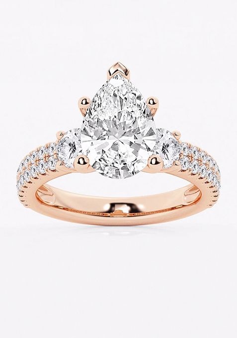 4 ctw Pear Lab Grown Diamond Engagement Ring with Double Row Side Accents