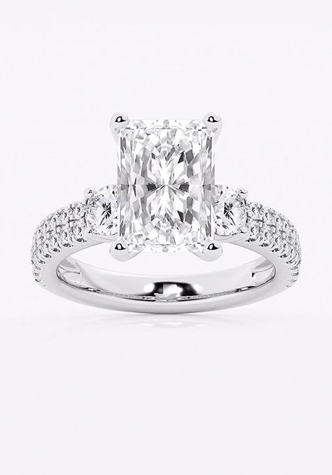 4 1/2 ctw Radiant Lab Grown Diamond Engagement Ring with Double Row Side Accents