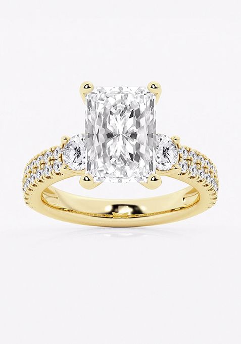 4 1/2 ctw Radiant Lab Grown Diamond Engagement Ring with Double Row Side Accents