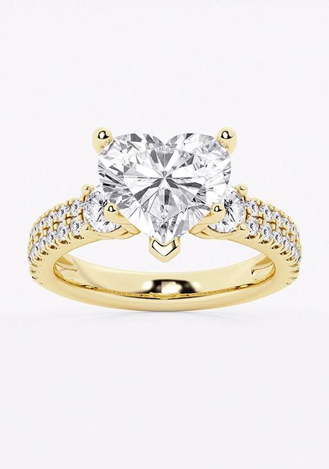 4 1/2 ctw Heart Lab Grown Diamond Engagement Ring with Double Row Side Accents