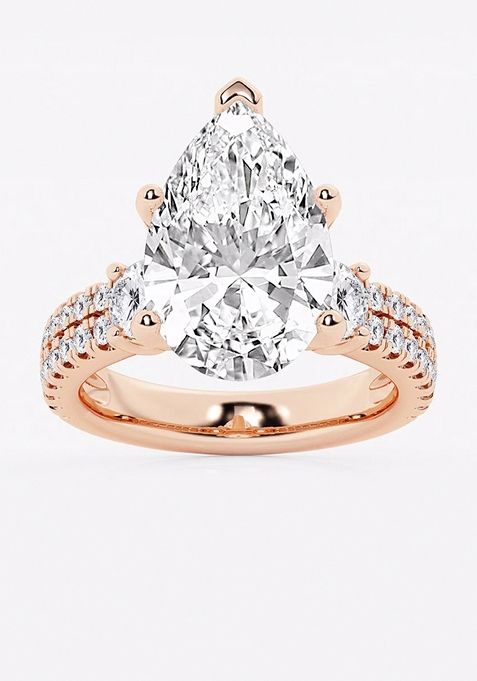 7 ctw Pear Lab Grown Diamond Engagement Ring with Double Row Side Accents