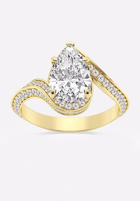 2 1/2 ctw Pear Lab Grown Diamond Twisted Bypass Side Stone Engagement Ring