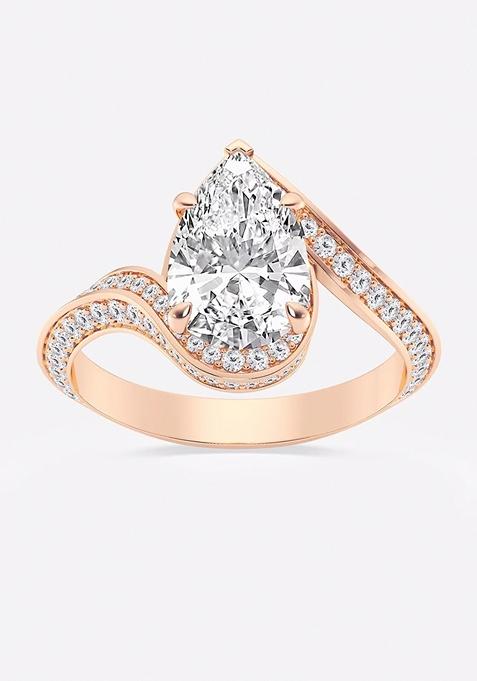 2 1/2 ctw Pear Lab Grown Diamond Twisted Bypass Side Stone Engagement Ring