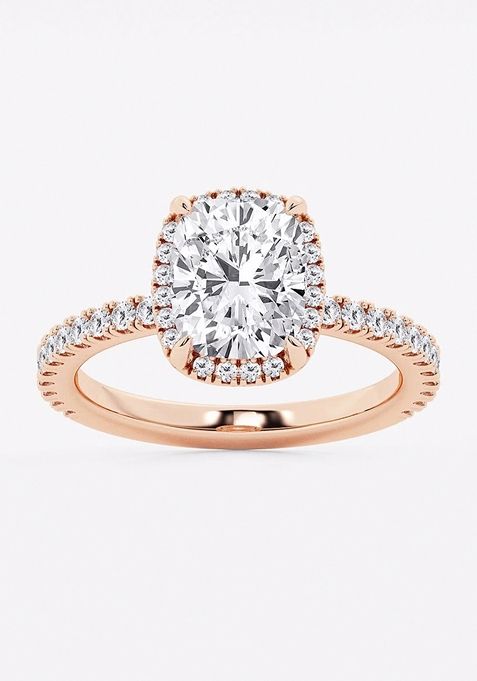 Near Colorless 2 7/8 ctw Elongated Cushion Lab Grown Diamond Halo Engagement Ring