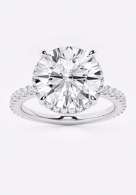 Near Colorless 4 ctw Round Lab Grown Diamond Hidden Halo Engagement Ring