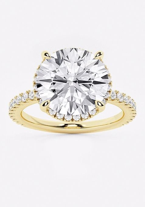 Near Colorless 4 ctw Round Lab Grown Diamond Hidden Halo Engagement Ring