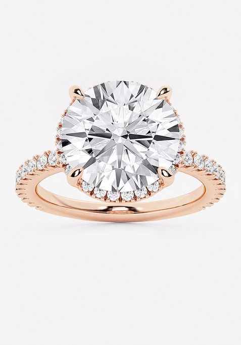 Near Colorless 4 ctw Round Lab Grown Diamond Hidden Halo Engagement Ring