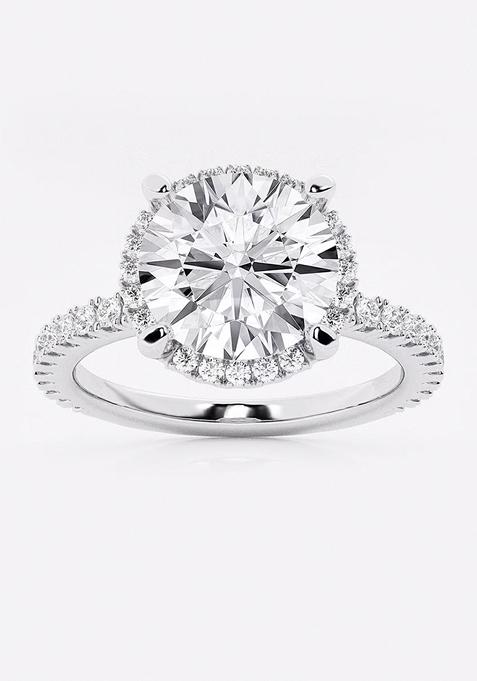 Near Colorless 3 ctw Round Lab Grown Diamond Engagement Ring