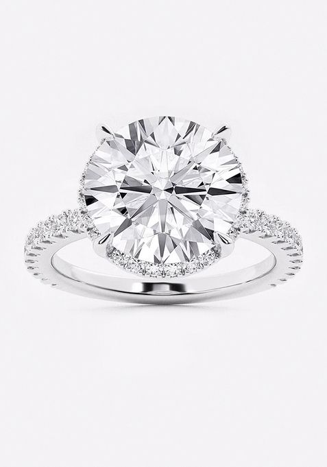 Near Colorless 4 ctw Round Lab Grown Diamond Hidden Halo Engagement Ring