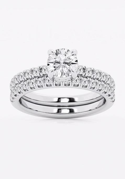 1 3/4 ctw Round Lab Grown Diamond Hidden Halo Bridal Set