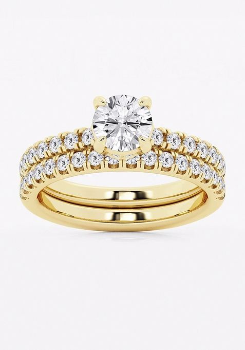 1 3/4 ctw Round Lab Grown Diamond Hidden Halo Bridal Set