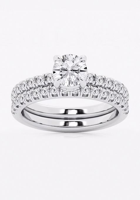 1 3/4 ctw Round Lab Grown Diamond Hidden Halo Bridal Set