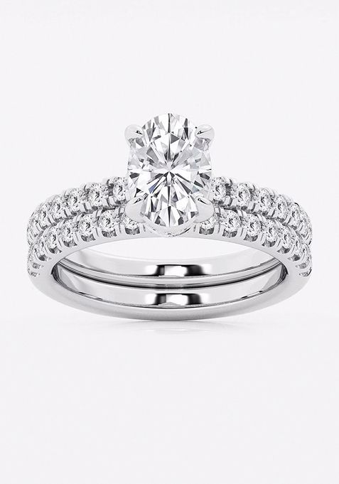 2 1/4ctw Oval Lab Grown Diamond Hidden Halo Bridal Set