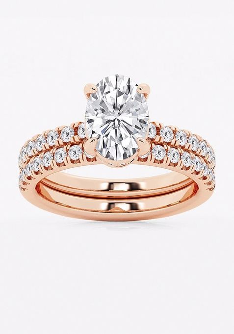 2 3/4 ctw Oval Lab Grown Diamond Hidden Halo Bridal Set