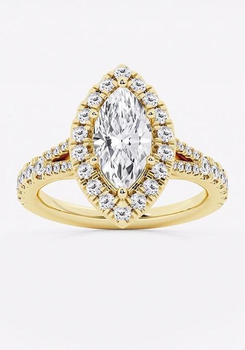 2 ctw Marquise Lab Grown Diamond Split Shank Halo Engagement Ring