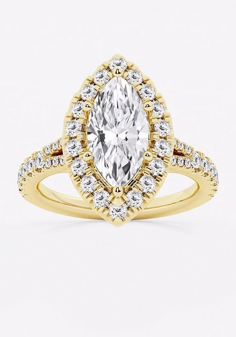 2 5/8 ctw Marquise Lab Grown Diamond Split Shank Halo Engagement Ring