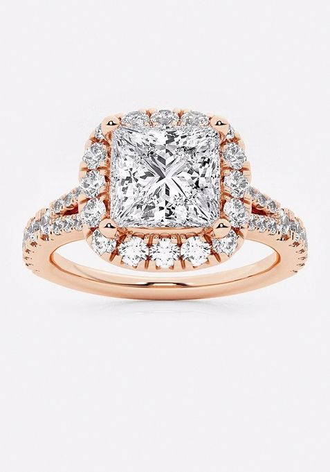 2 5/8 ctw Cushion Lab Grown Diamond Split Shank Halo Engagement Ring