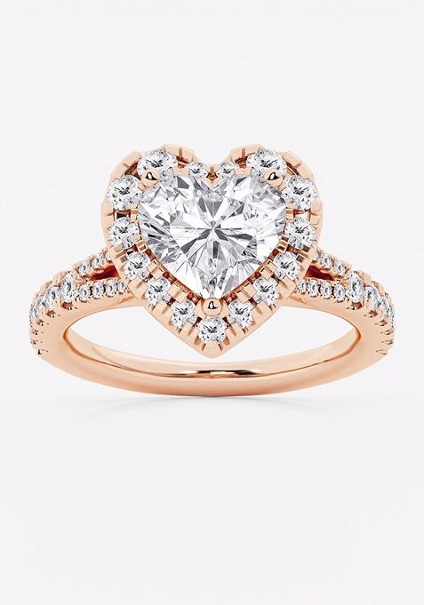 2 5/8 ctw Heart Lab Grown Diamond Split Shank Halo Engagement Ring