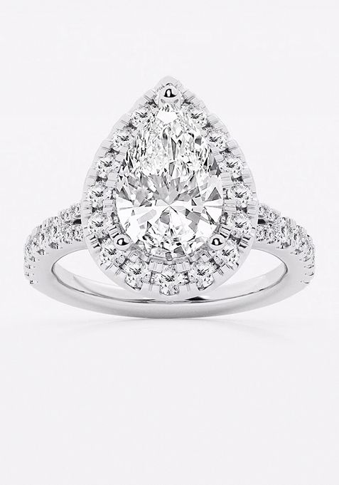 3 1/5 ctw Pear Lab Grown Diamond Split Shank Halo Engagement Ring