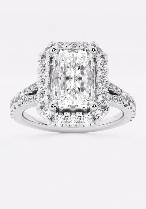 2 ctw Radiant Lab Grown Diamond Split Shank Halo Engagement Ring