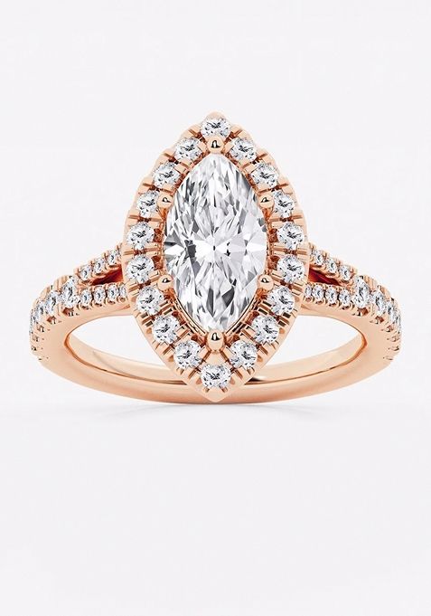 2 ctw Marquise Lab Grown Diamond Split Shank Halo Engagement Ring