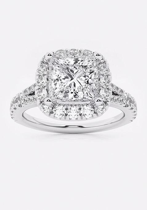 2 5/8 ctw Cushion Lab Grown Diamond Split Shank Halo Engagement Ring