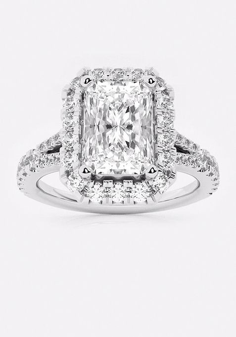 2 5/8 ctw Radiant Lab Grown Diamond Split Shank Halo Engagement Ring