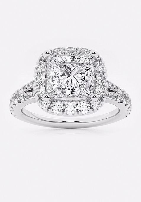 2 5/8 ctw Princess Lab Grown Diamond Split Shank Halo Engagement Ring