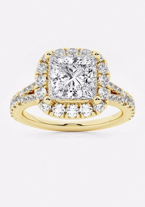 2 5/8 ctw Cushion Lab Grown Diamond Split Shank Halo Engagement Ring