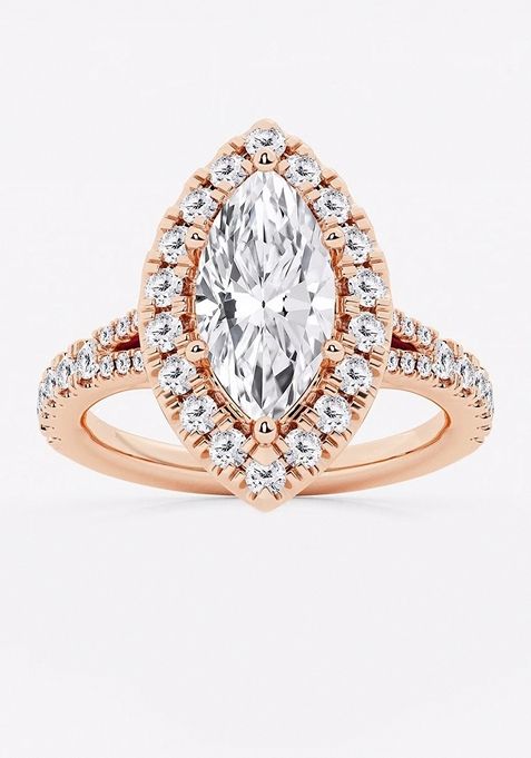 2 5/8 ctw Marquise Lab Grown Diamond Split Shank Halo Engagement Ring