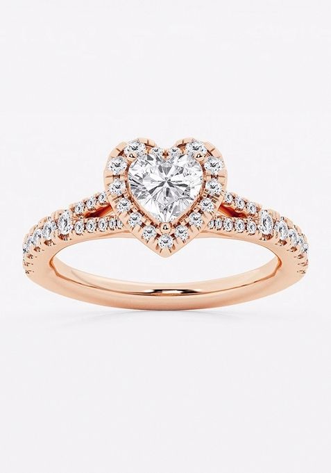 1 1/5 ctw Heart Lab Grown Diamond Split Shank Halo Engagement Ring