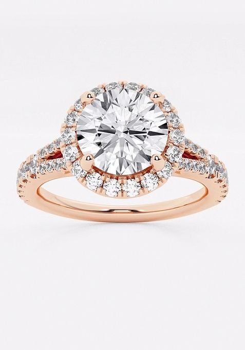 2 ctw Round Lab Grown Diamond Split Shank Halo Engagement Ring