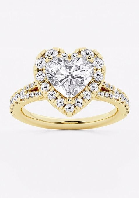 2 5/8 ctw Heart Lab Grown Diamond Split Shank Halo Engagement Ring