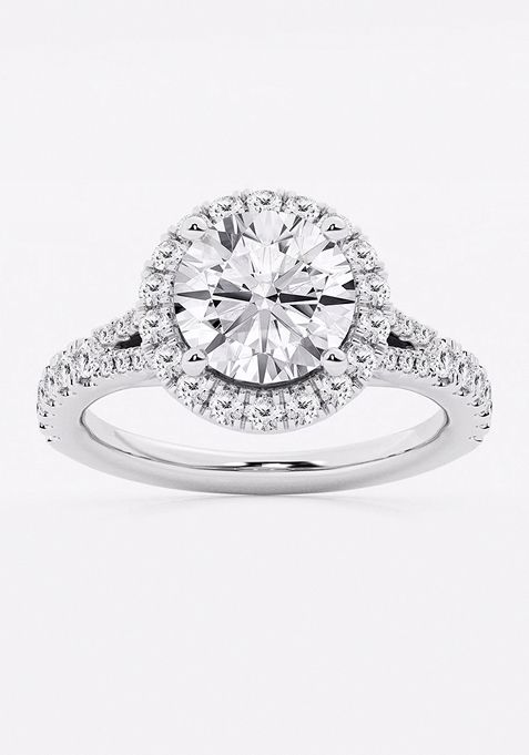 3 1/5  ctw Round Lab Grown Diamond Split Shank Halo Engagement Ring