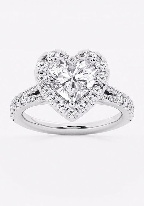 3 1/5 ctw Heart Lab Grown Diamond Split Shank Halo Engagement Ring