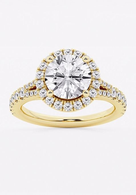 3 1/5  ctw Round Lab Grown Diamond Split Shank Halo Engagement Ring