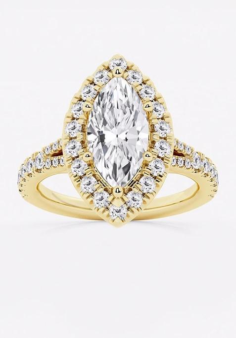 3 1/5 ctw Marquise Lab Grown Diamond Split Shank Halo Engagement Ring