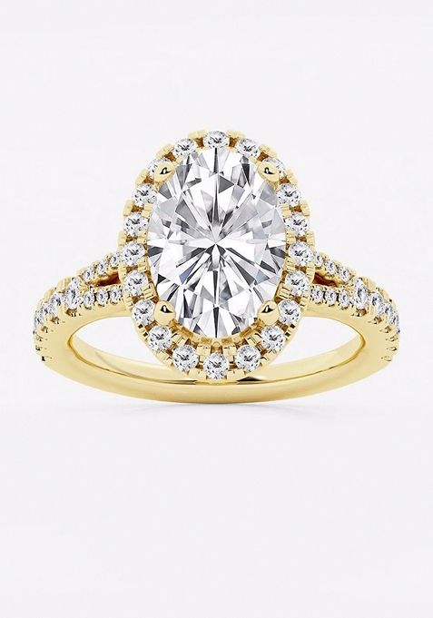 3 3/4 ctw Oval Lab Grown Diamond Split Shank Halo Engagement Ring